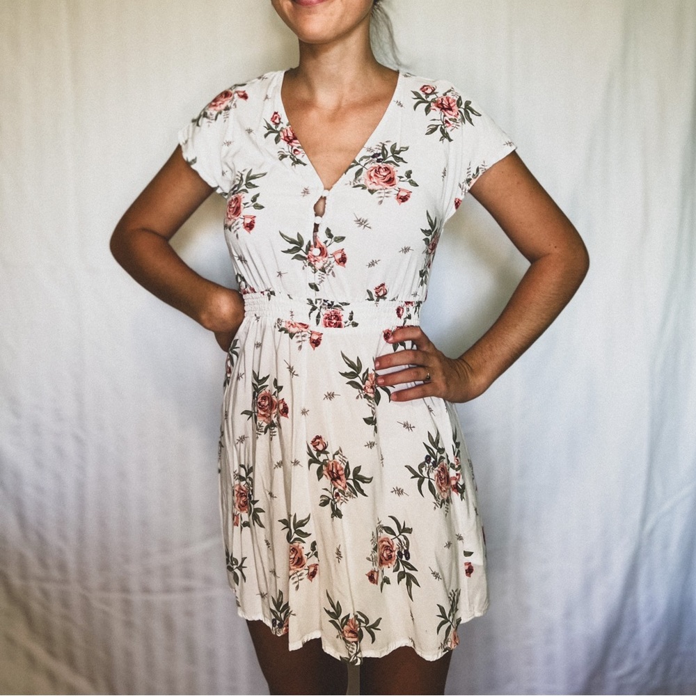 H&M floral white dress